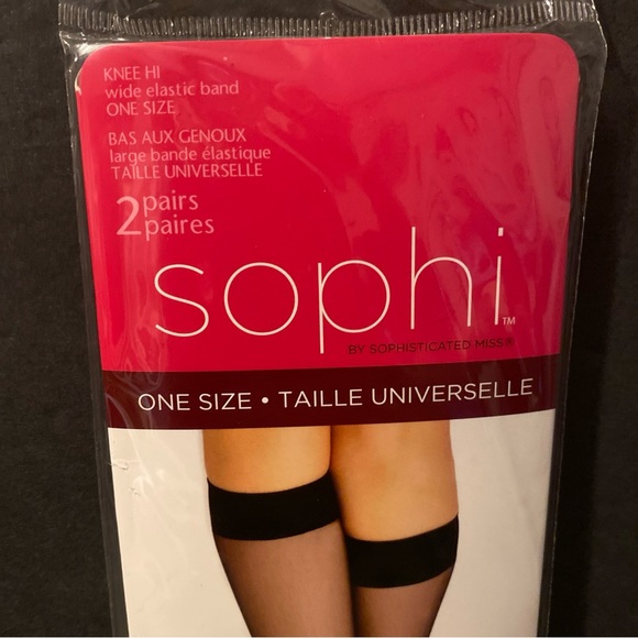 Sophi Knee Hi Womens One Size Beige Nylon Wide Elastic Band 2 pairs New - Picture 2 of 3